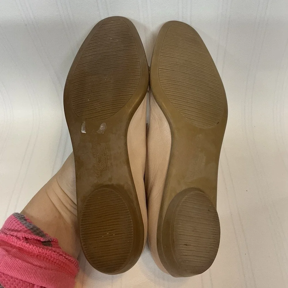 Salvatore Ferragamo‎ Tan Bisque Leather Ballet Flats w Bow Size 8,5AA